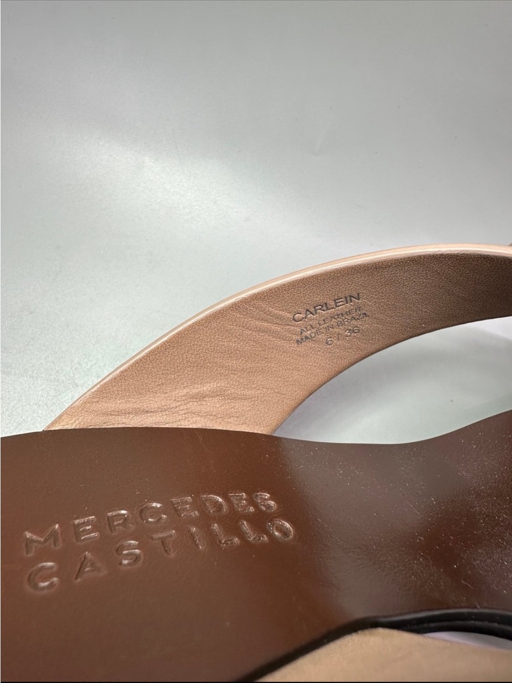 Mercedes Castillo tan leather sculptural wedge heeled Sandals women's size 6 - Picture 4 of 10